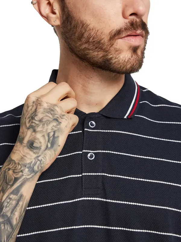 Octave Men Polo Collar Striped Nautical T-Shirt