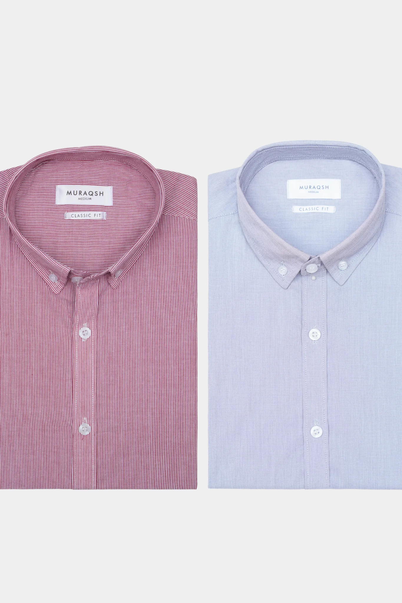 Pack of 2 Casual Shirts - Red Striped & Grey Textured