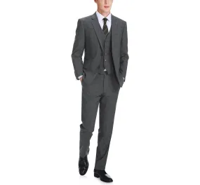 Performance 3-Piece CLASSIC FIT Suit in Grey Windowpane Check (Short, Regular, and Long Available) by Renoir