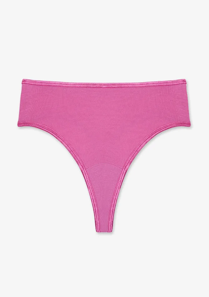 Pink High Waisted Thong Period Pant - Light Flow Absorbency