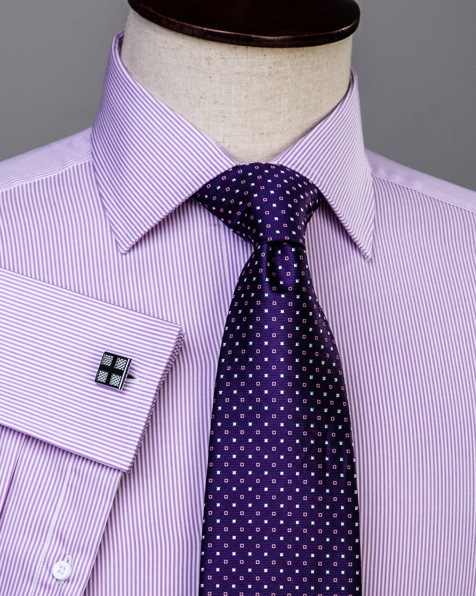 Pink Violet Soft Purple Striped Formal Business Dress Shirt Designer Fashion