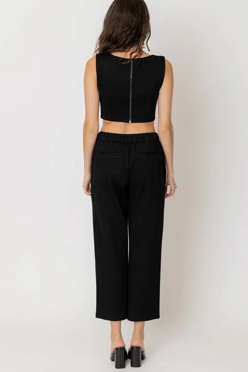 PLEATED FRONT TAPERED PONTE PANT