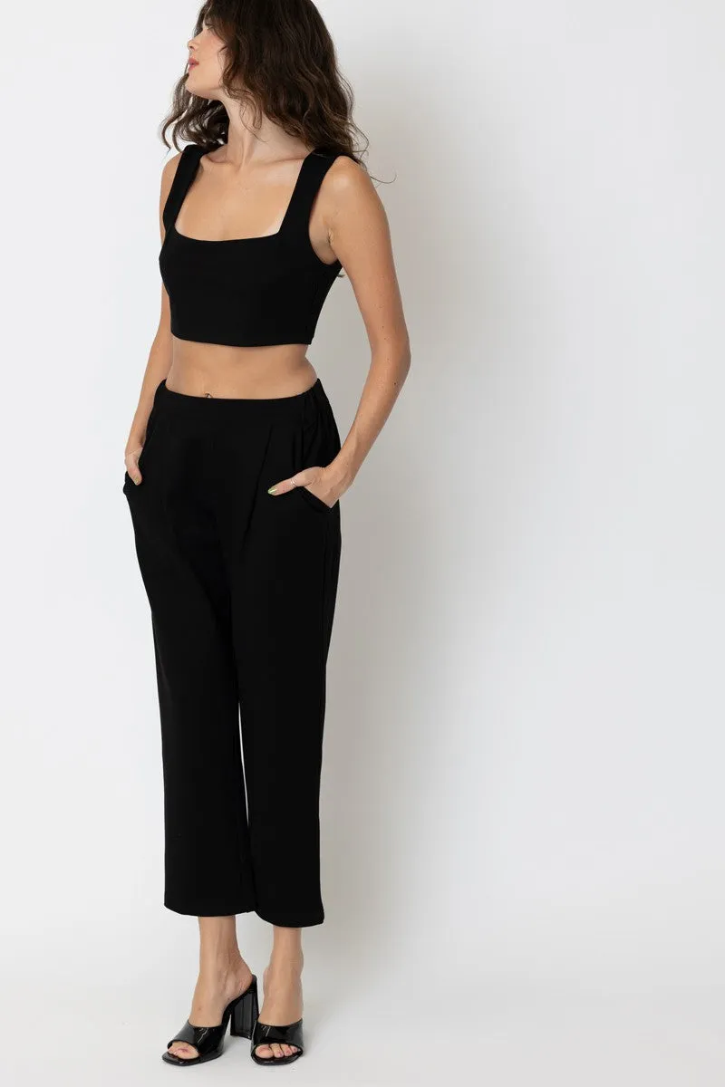 PLEATED FRONT TAPERED PONTE PANT