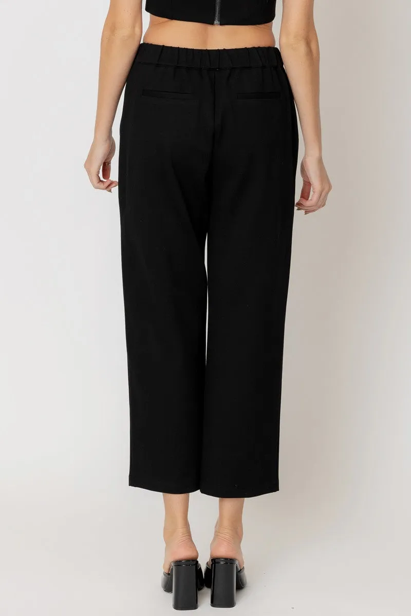 PLEATED FRONT TAPERED PONTE PANT