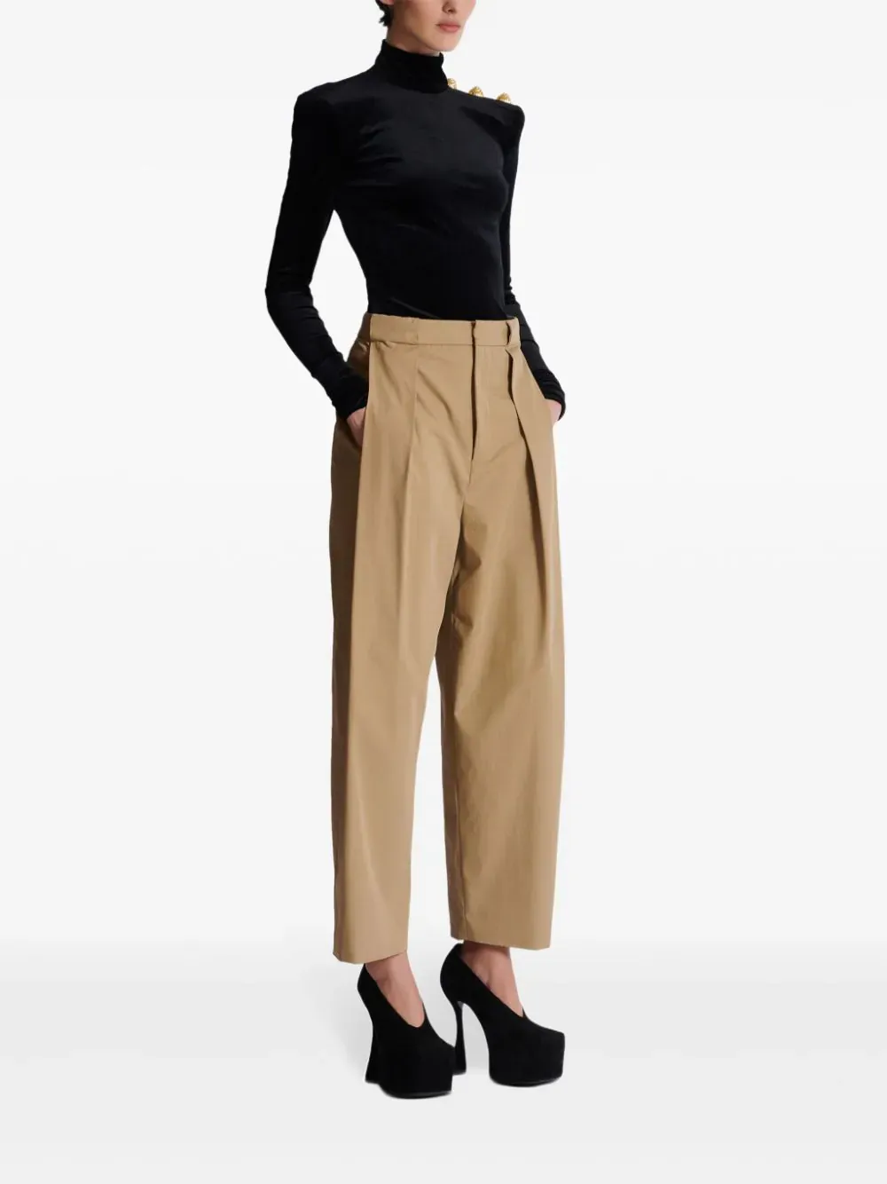 Pleated Loose Cotton Pants