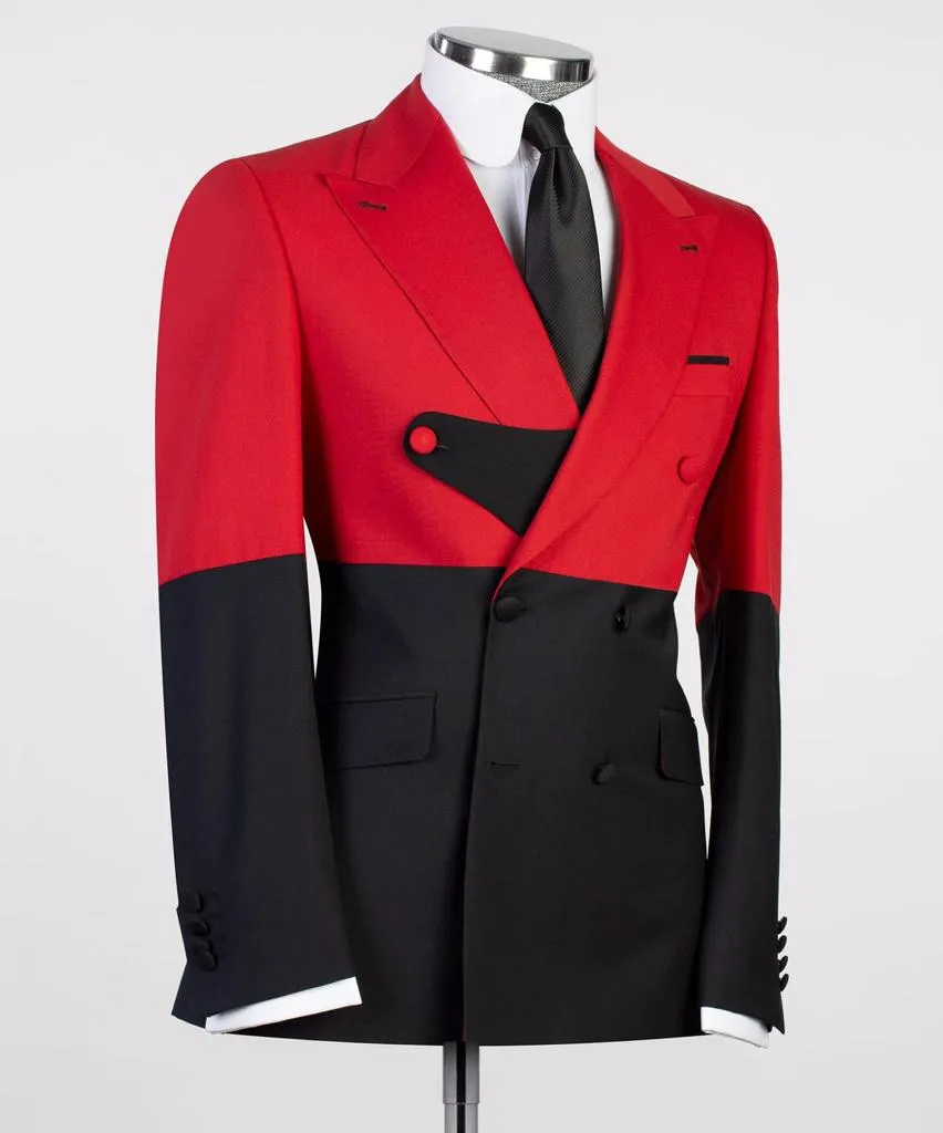 Red and Black Double-Breasted Suit