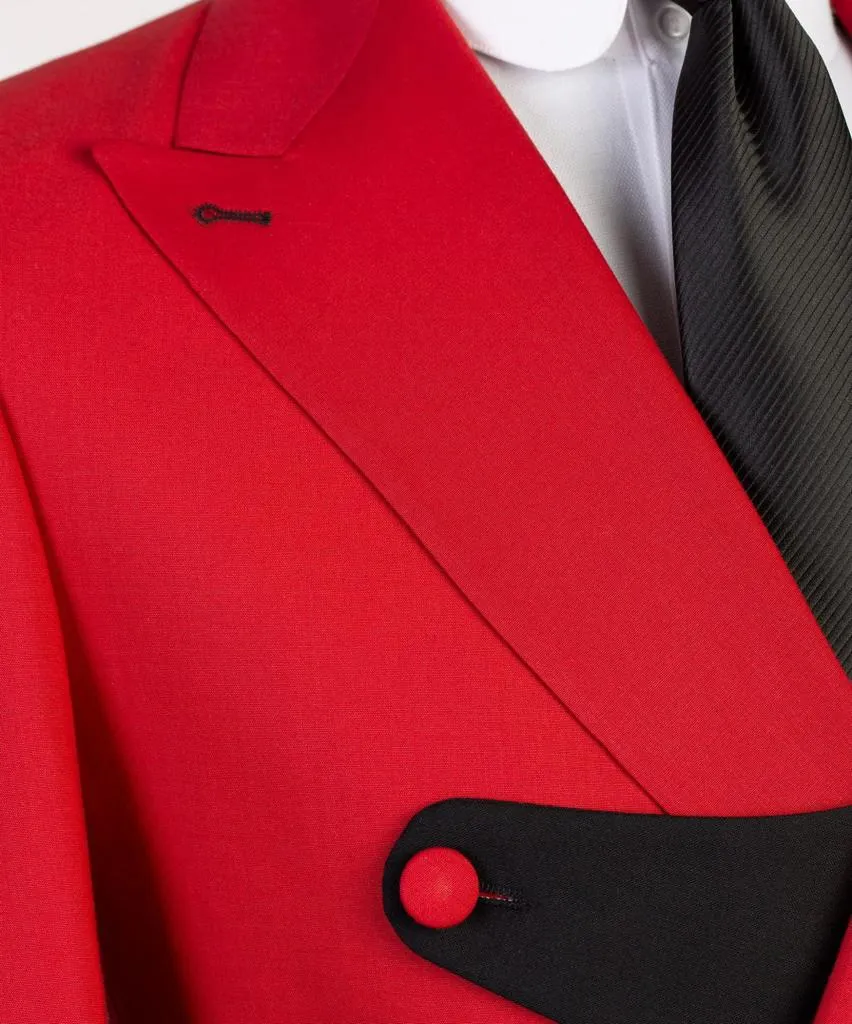 Red and Black Double-Breasted Suit