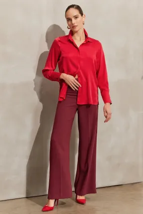 Red Pure Silk Audrey Women's Shirt