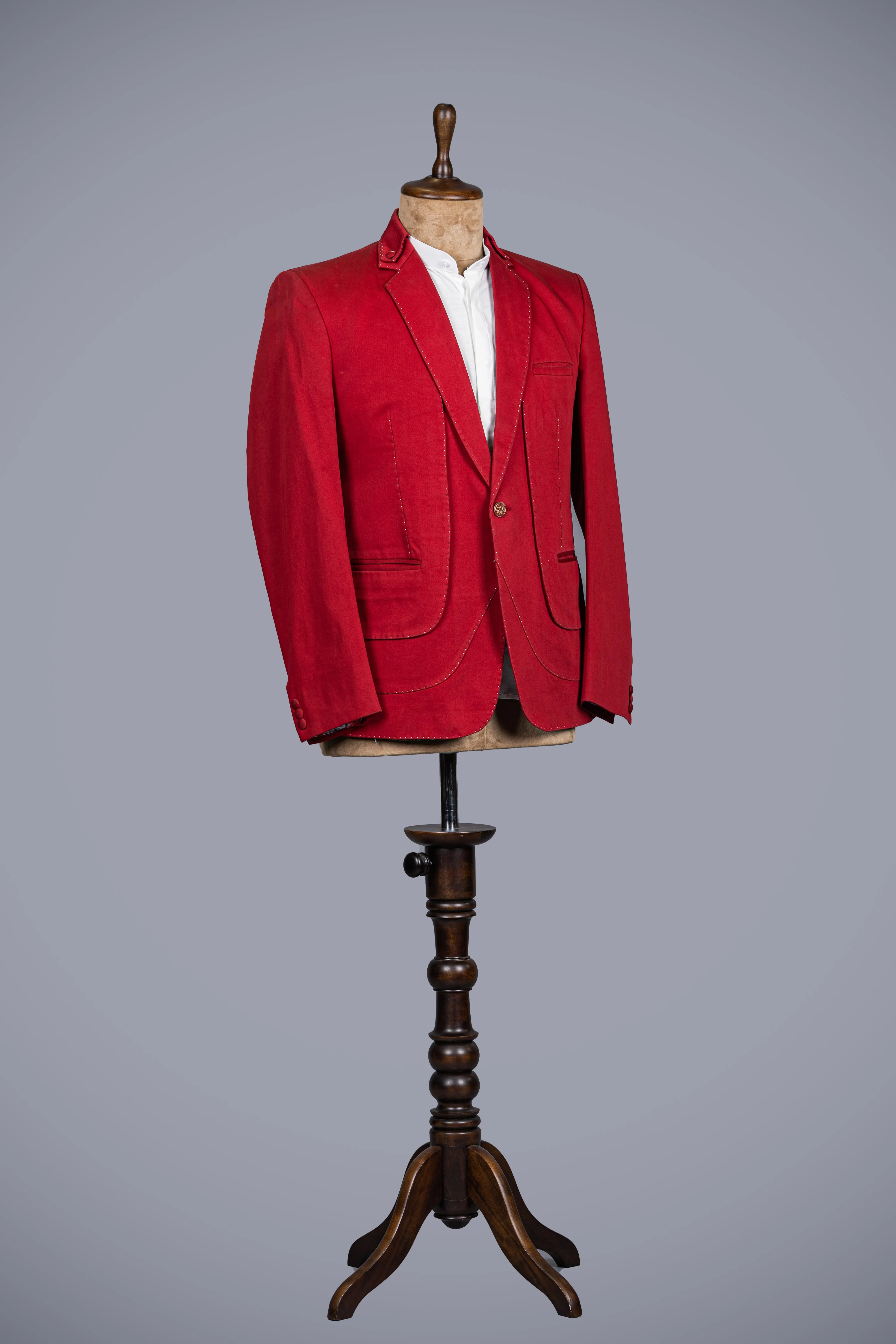 Red Tailored Blazer for Men in Viscose Suiting