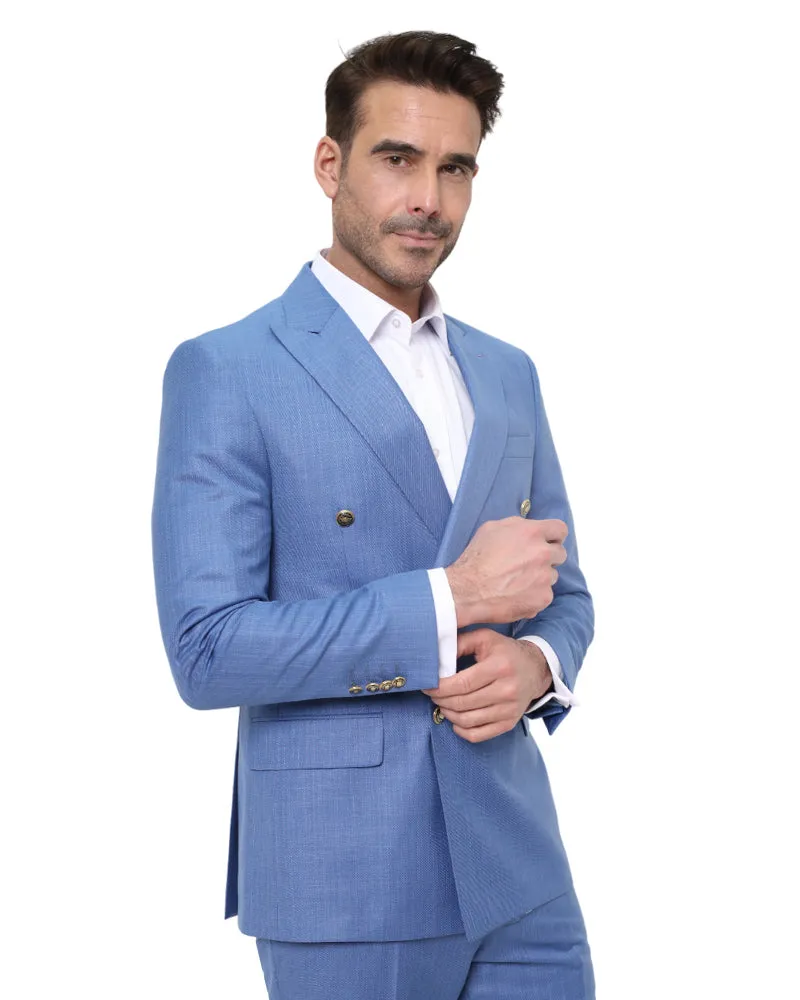 Royal Blue Two Pieces Double Breasted Men's Suit