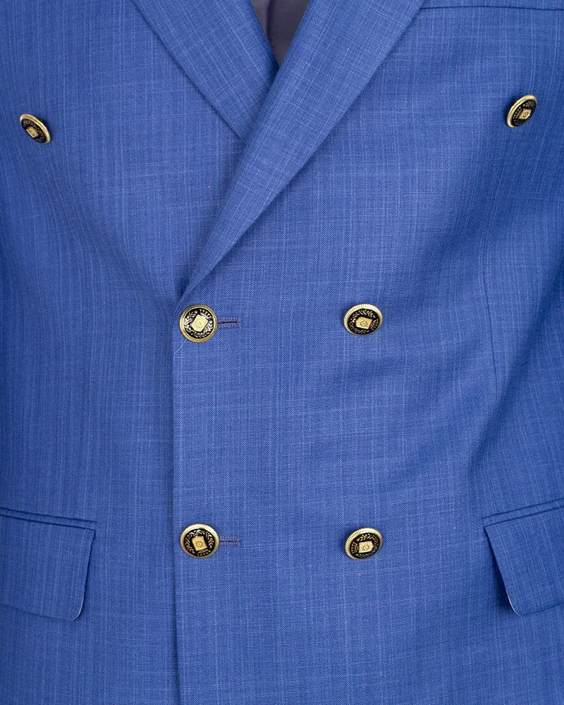 Royal Blue Two Pieces Double Breasted Men's Suit