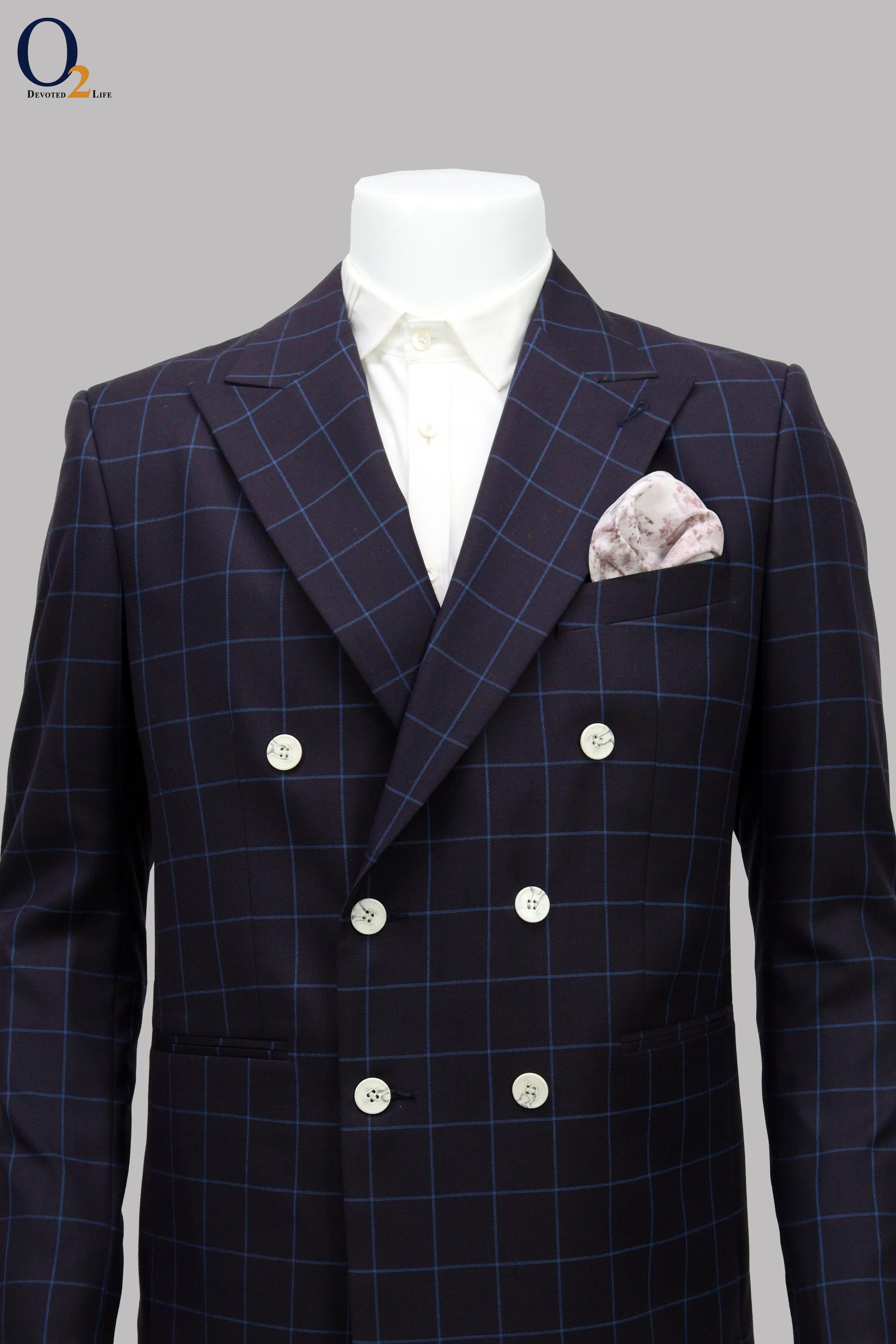 Sharp Luxurious Men's Double-Breasted Navy-blue Suit collection