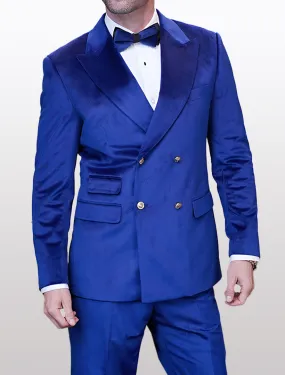 Statement Men's Sapphire Double Breasted Velvet Suit