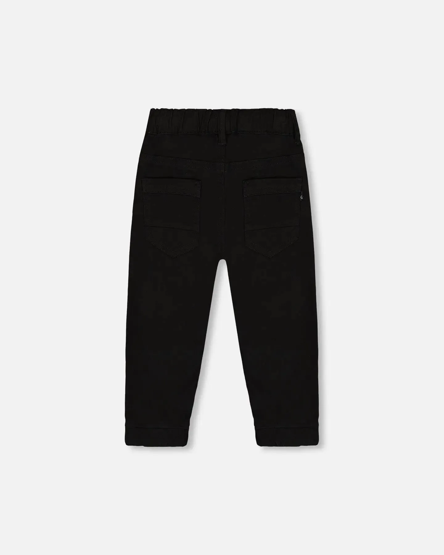 Stretch Twill Pleated Knee Jogger Pants Black