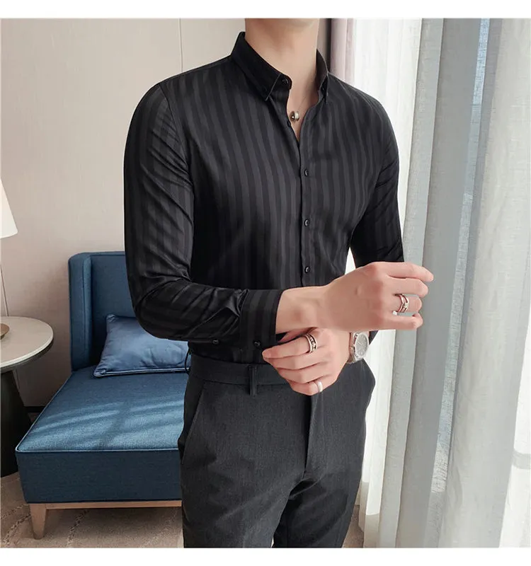 Stripe Slim Casual Long Sleeve Shirt