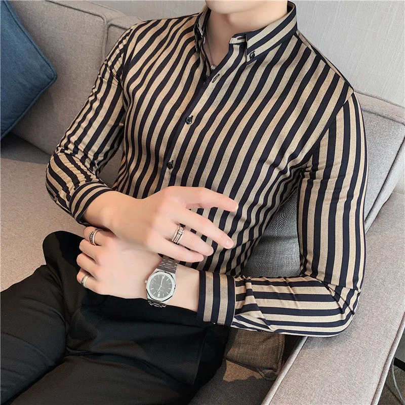 Stripe Slim Casual Long Sleeve Shirt