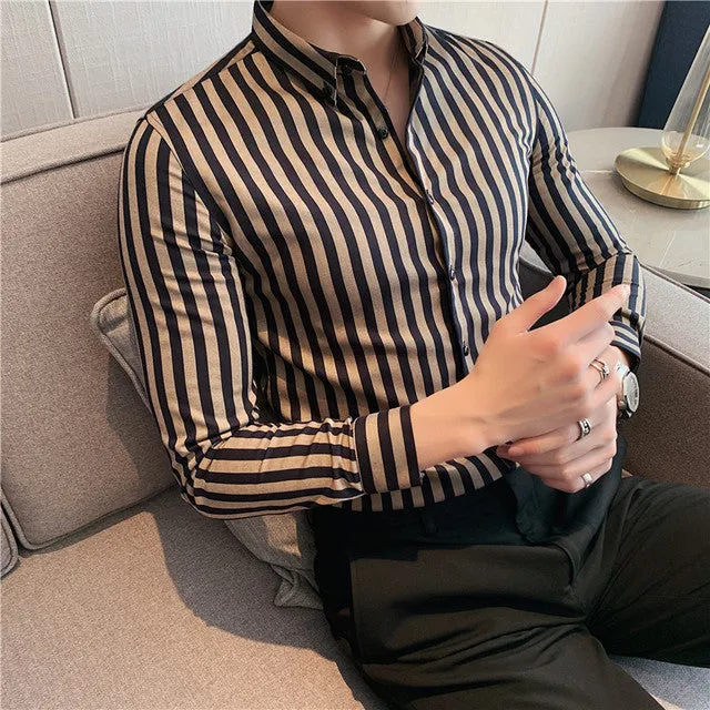 Stripe Slim Casual Long Sleeve Shirt