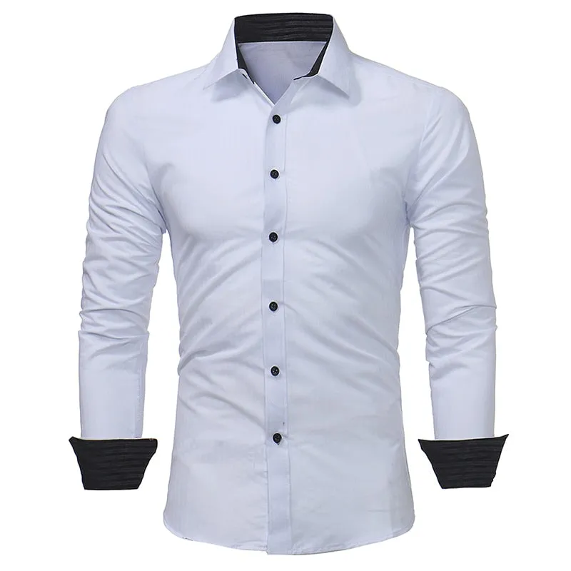 Striped Men Slim Fit Long Sleeves Dress Shirt