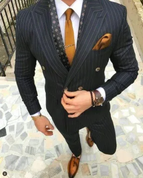 Suit Men's Double Breast Striped Suit