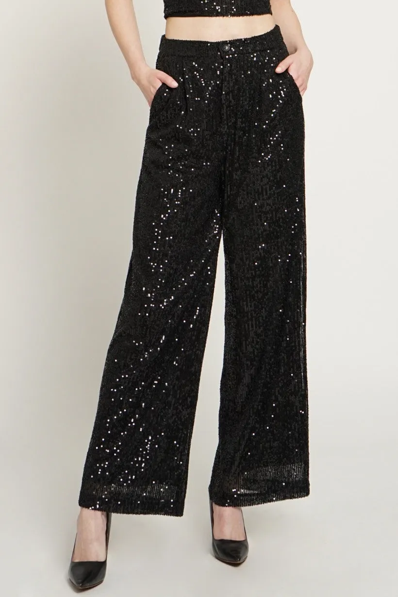 Sydney Sequin Pants - Black