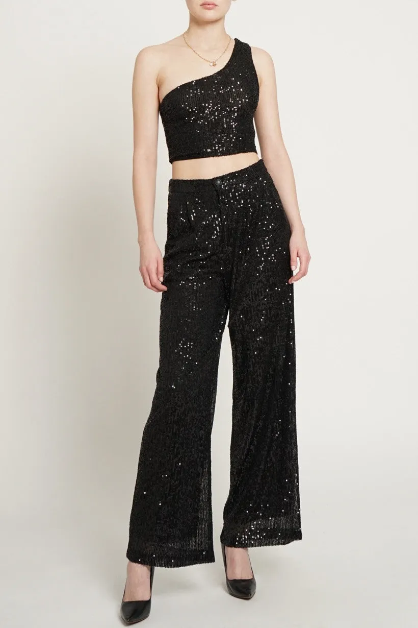 Sydney Sequin Pants - Black