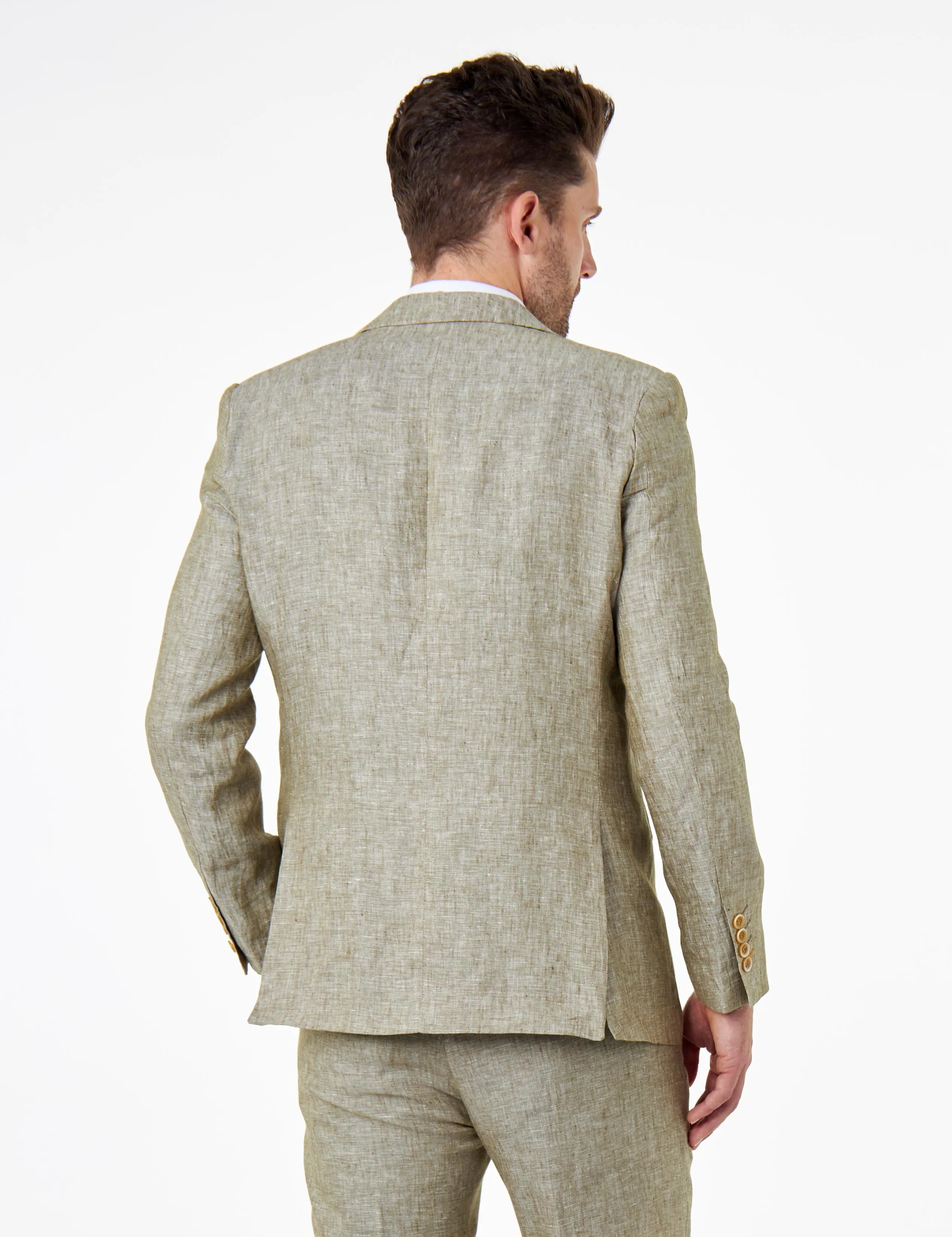 Tailored Fit Sage Green 100% Linen 2 Piece Suit