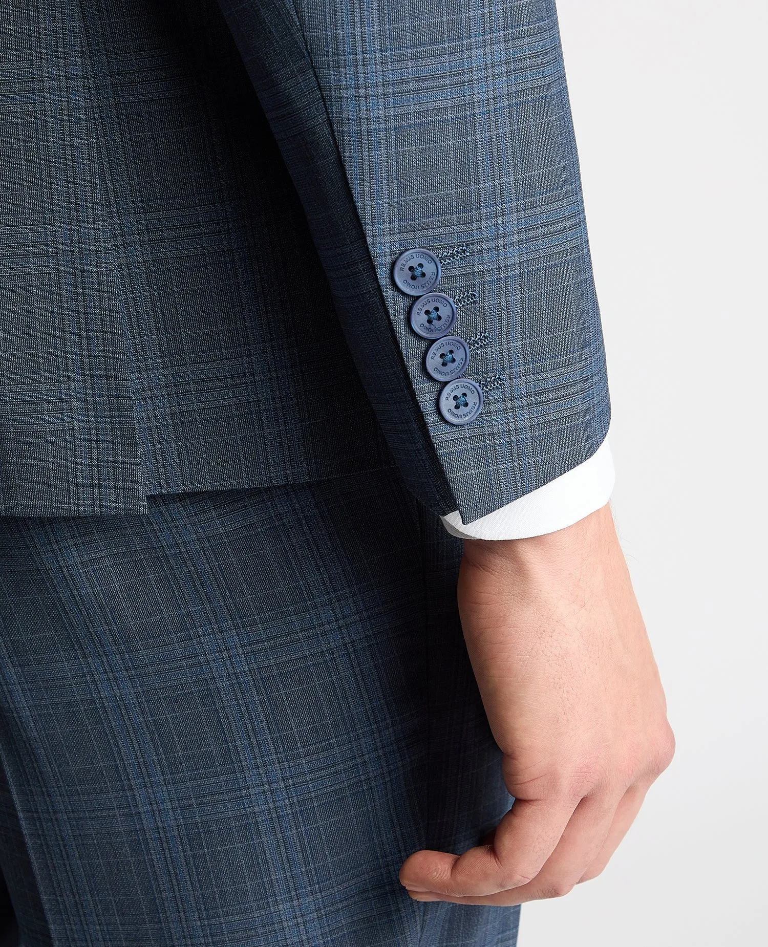 Tapered Fit Checked Wool Blend Mix and Match Suit Jacket