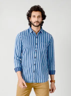 True Blue Striped Slim Fit Casual Shirt | JadeBlue