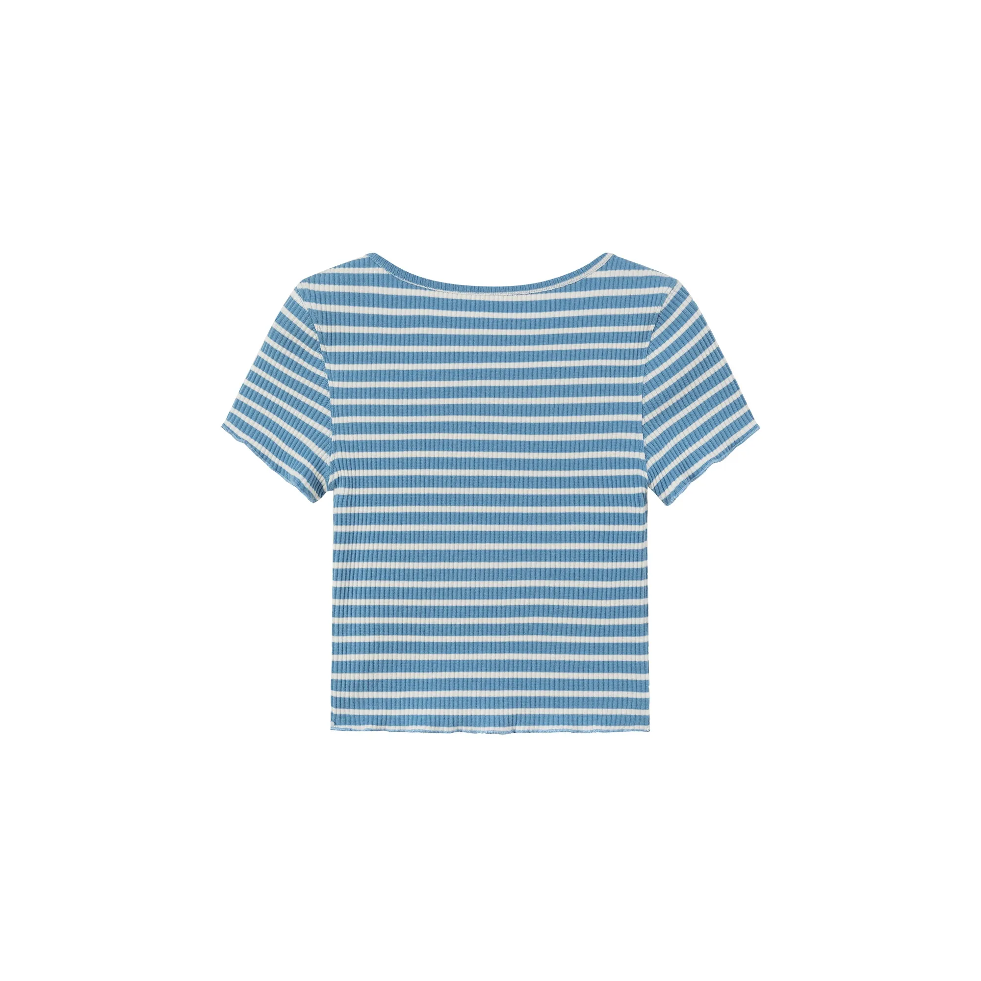 U-Neck Striped Cropped T-Shirt