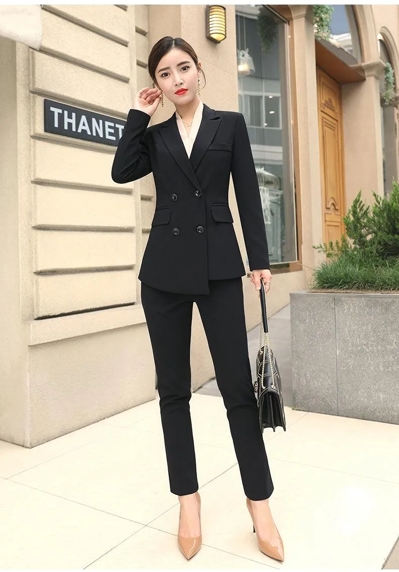 White Double Breasted Blazer Pantsuit