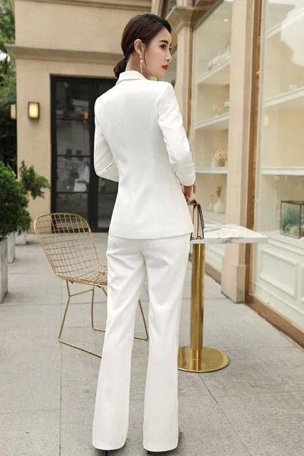 White Double Breasted Blazer Pantsuit