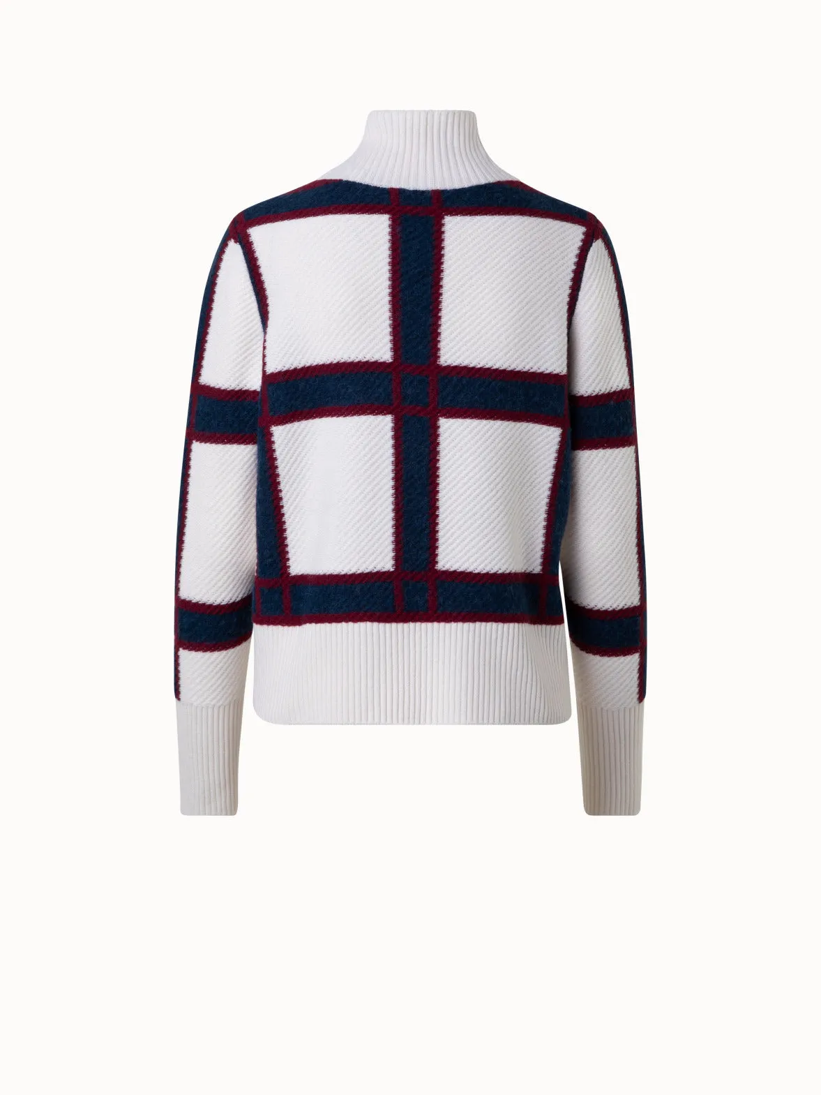 Wool Blend Checked Intarsia Knit Pullover