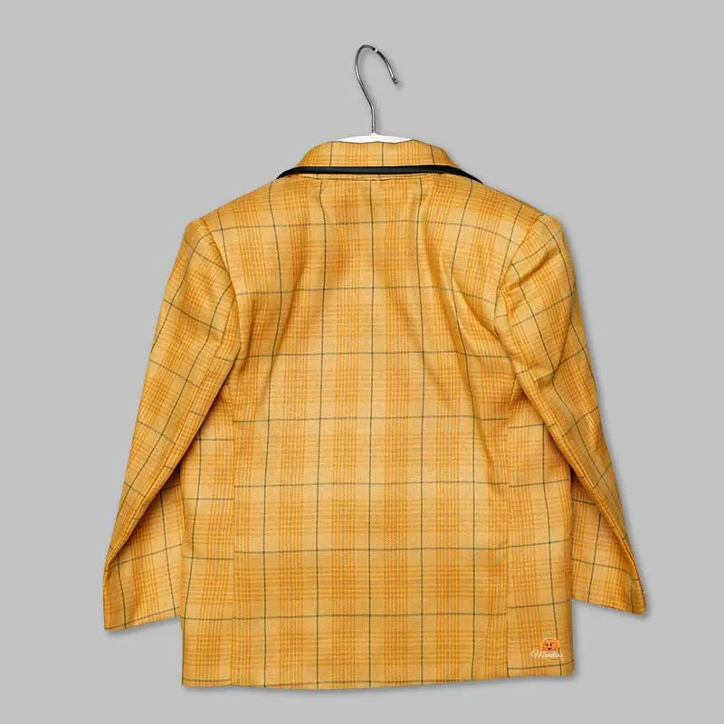 Yellow Checks Party Wear Boys Suit