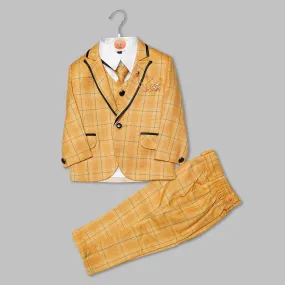 Yellow Checks Party Wear Boys Suit