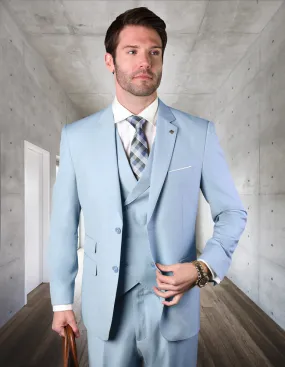 ZARGALA 3 PC POWDER BLUE MODERN FIT SUIT